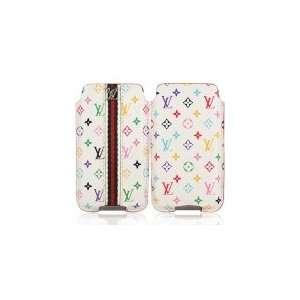 Iphone 4/4G/4S I Pod Touch LV Leather Case White Designer Luxury Pouch