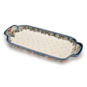  Polish Pottery Rose Dot Bread Tray with Handles Kitchen 