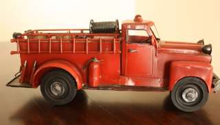 Vintage Hand made Tin model car 1950 Ford Fire Truck  