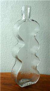   Blenko Bottle Vase Decanter Clear Contour Mid Century Eames Era  