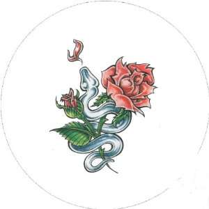   Round Badge Style Round Keyring Tattoo Rose Serpent: Home & Kitchen