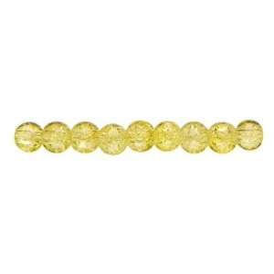  85pc 6mm Round Cracked Glass Yellow   Jewelry Basics Glass 