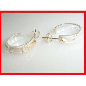   Sterling Silver Flower Hoop Earrings .925 #0981 Arts, Crafts & Sewing