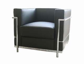 Modern New Le Corbusier LC2 Arm Chair Black Leather  