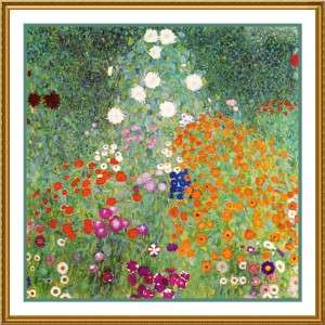 Symbolist Klimt Flower Garden Counted Cross Stitch Chart  