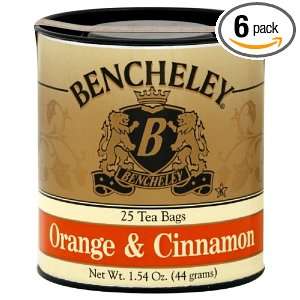 Bencheley Tea Orange Cinnamon Tea, 25 count (Pack of6)  