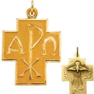  1in Alpha Omega Cross 14kt Yellow Gold Jewelry