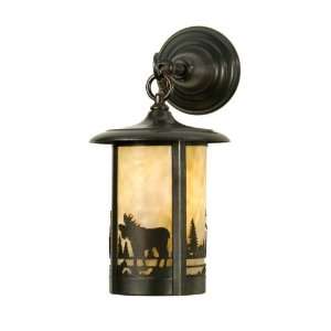  8W Moose In The Woods Lantern Wall Sconce