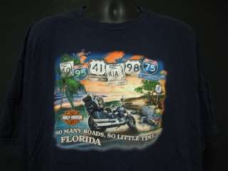 Harley Davidson Key West Florida Navy Blue T Shirt Mens Size LARGE sz 