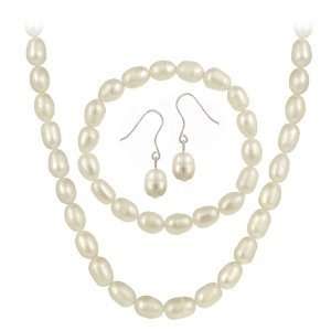 Sterling Silver Cultured Freshwater Pearl 3 Piece Jewelry 