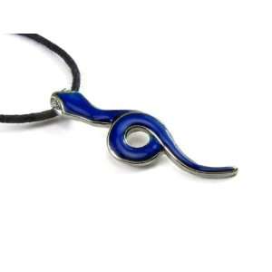  Curled Snake Color Changing Mood Pendant on Black Corded 