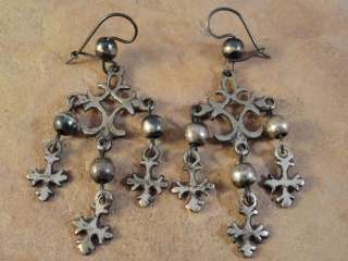 Mexico Mexican Sterling Silver Yalalag Cross Earrings  