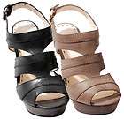 Coach Womens Shoes Jazlyn Walnut or Black Leather Wedge Heel Platform 