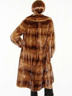 This Unique Brown mink fur coat is constructed in a horizontal ruffled 