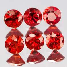 5mm 6pcs Round Diamond Cut Natural Red Sapphire  