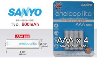 NEW SANYO eneloop lite AAA x 4 NiMH Rechargeable Battery for Camera 