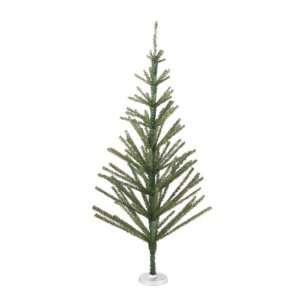 Scanty Whimsical Green Tinsel Unlit Christmas Tree:  