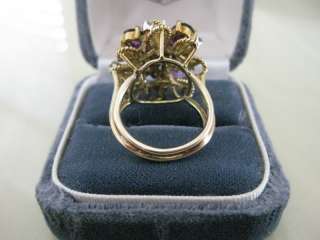 Vintage 14 K Gold AMETHYST & DIAMOND RING FEBRUARY Birthstone 