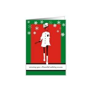 Holiday chic girl chef haute cuisine Christmas card Card 