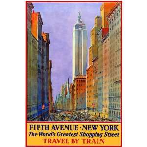8x11 Inches Poster.Fifth Avenue New York, Travel By Train. Decor 