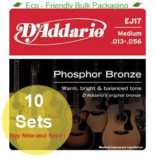 Addario EJ17 Daddario Acoustic Guitar Strings 10 SETS  