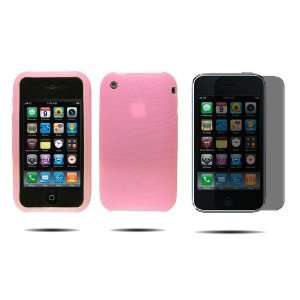 IPhone 2G PINK Silicone Skin Case / Rubber Soft Sleeve Protector Cover 