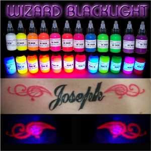   Set of Wizard Blacklight Tattoo Ink 1/2oz bottles 