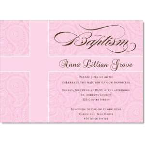    Paisley Baptism Cross Pink Invitations: Health & Personal Care