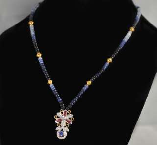 Beautiful Intricately Detailed Artisan Hand Made Multi color Sapphire 