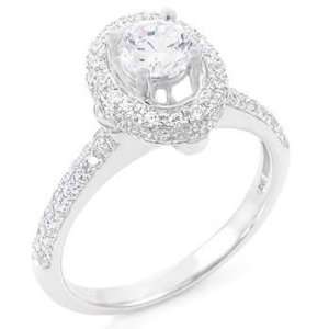 Dazzlingly Detailed Sterling Silver Engagement Ring, Designed with 