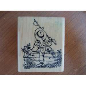  Boy with fishing pole Rubber Stamp: Office Products