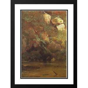 Bierstadt, Albert 19x24 Framed and Double Matted Ferns and Rocks on an 