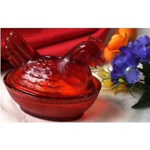  Red Glass Chicken On Nest: Home & Kitchen