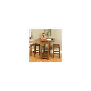   Solid Wood Console Dining Table Set in Cottage Oak: Furniture & Decor