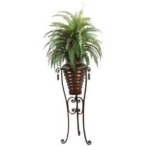   Fern Plant with Metal Planter and Stand, 6 Foot Tall