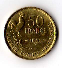 1953 50 FRANCS REPUBLIQUE FRANCAISE COLLECTORS COIN  