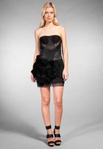 NEW* BCBG RUNWAY Black Woven Rosette Dress 8 $598  