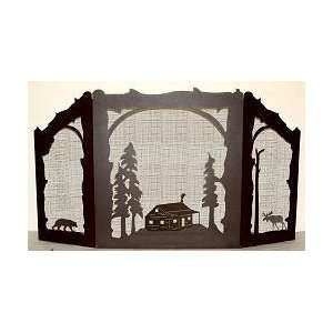    Cabin Design with Bear & Moose Fireplace Screen