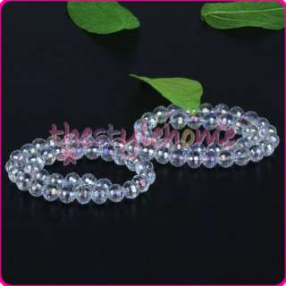 8mm Faceted Clear Crystal Glass Rondelle Beads 16 Inch  
