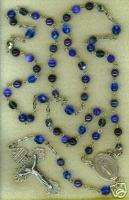 Deep Blue or Sapphire Glass Bead Rosary or Necklace  