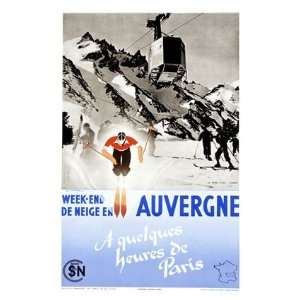  Auvergne Snow Ski Weekend Giclee Poster Print, 44x60: Home 