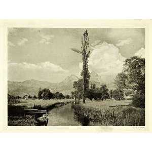 1907 Print Landscape Brunnen Switzerland Ballance Mountain Swiss Alps 