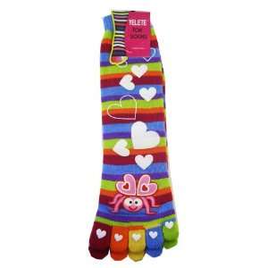  Toe Socks Rainbow Stripes w/ Hearts Theme   Toe Socks: Toys & Games