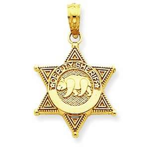   Yellow Gold Police Pendant Deputy Sheriff Star GEMaffair Jewelry