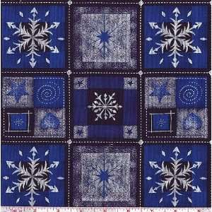   Snowflakes Royal Blue Fabric By The Yard Arts, Crafts & Sewing