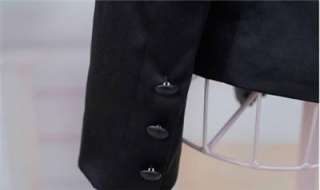 NEW Womens Korean Rock Glam Peaked Shoulder Black Tuxedo Blazer Suit 