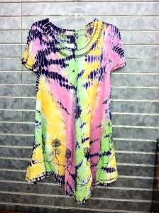 INDIA BOUTIQUE WOVEN EMBROIDERED TIE DYE QUARTER SLEEVE DRESS NEW IN 