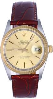 Rolex Datejust Mens 2 Tone Watch Champagne Dial 16013  