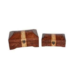   Piece Treasure Chest Set with Marble Design in Brown