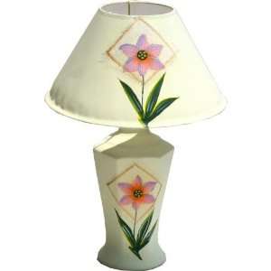 Hexagonal Floral Desk Lamp   White Flower: Home 